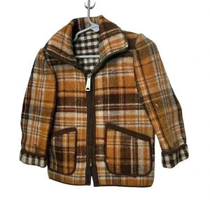 1970’s Boys Brown Plaid Coat